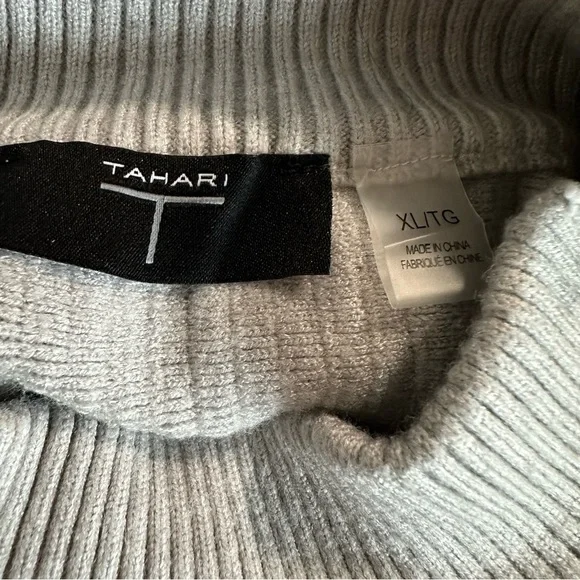 Tahari Gray Cowl Neck Sweater with Ribbed Texture - Picture 8 of 9